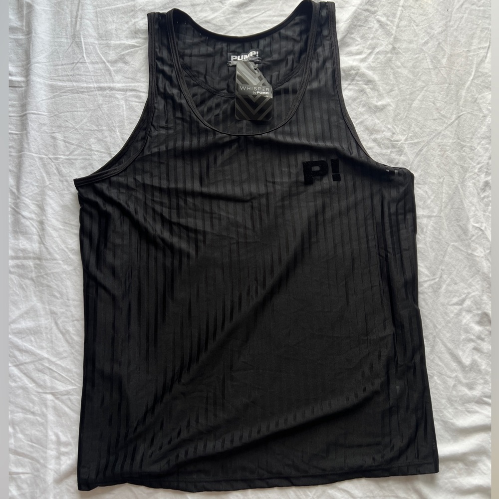 BNWT mens Pump Underwear Black Mesh Striped Tank Top 
 Small medium Sleeveless